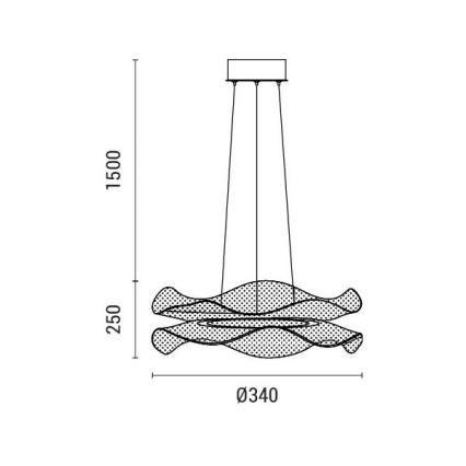 LED ljuskrona med textilsladd LED/34W/230V 3000K