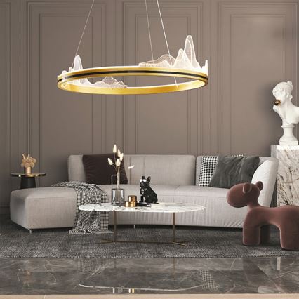 LED ljuskrona med textilsladd LED/35W/230V 3000K guld