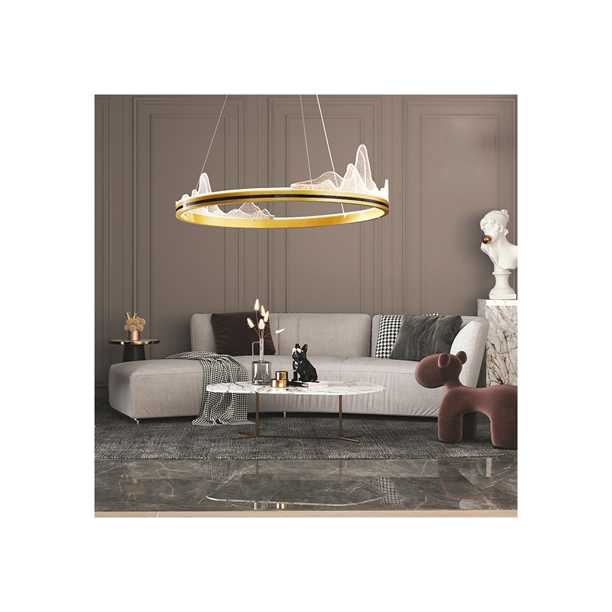 LED ljuskrona med textilsladd LED/35W/230V 3000K guld
