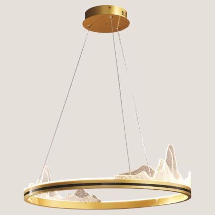 LED ljuskrona med textilsladd LED/35W/230V 3000K guld