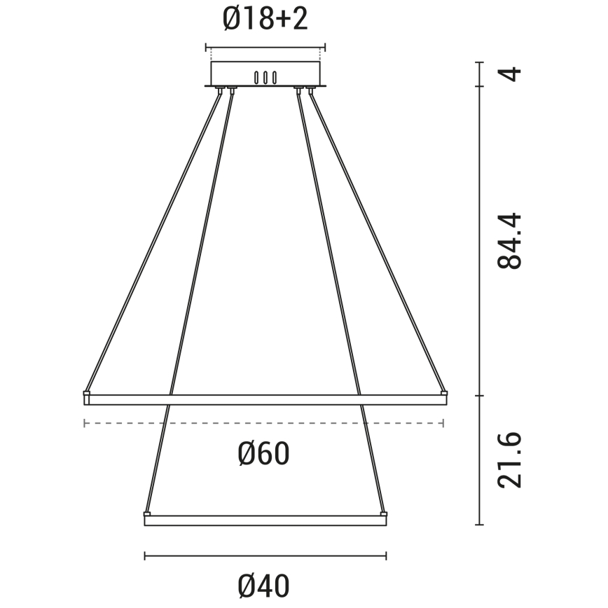 LED ljuskrona med textilsladd LED/37W/230V 3000K svart