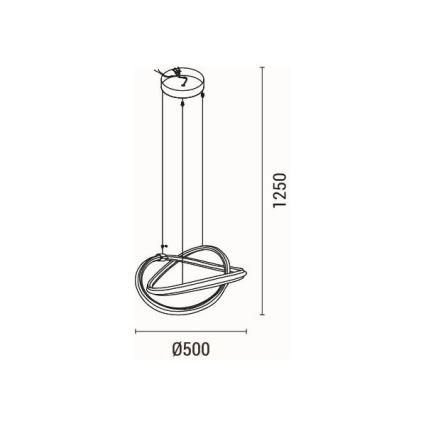 LED ljuskrona med textilsladd LED/38W/230V 3000K 50x120 cm