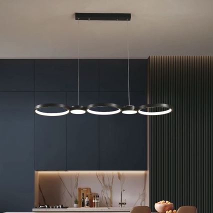 LED ljuskrona med textilsladd LED/38W/230V 4000K svart