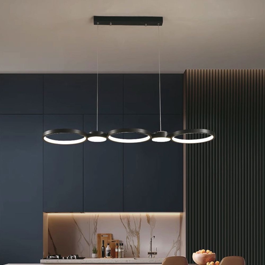 LED ljuskrona med textilsladd LED/38W/230V 4000K svart