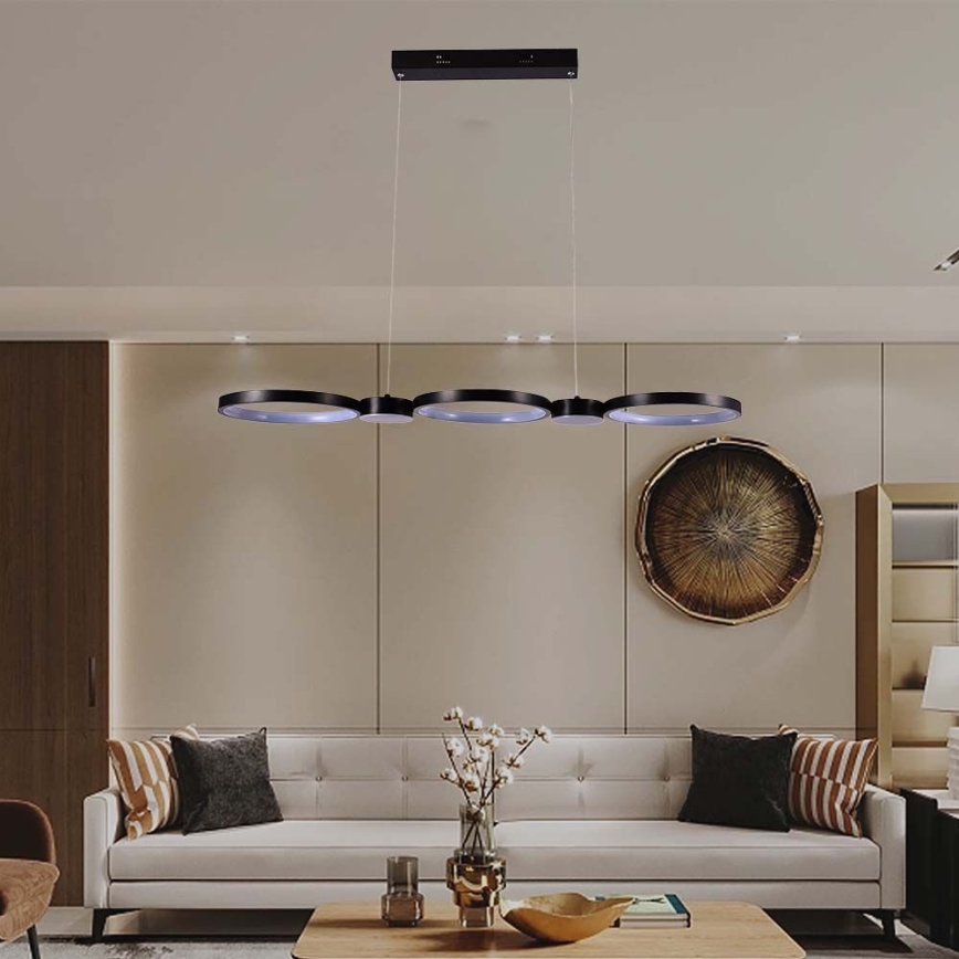 LED ljuskrona med textilsladd LED/38W/230V 4000K svart