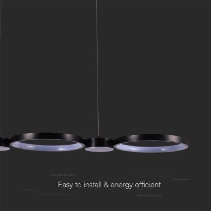 LED ljuskrona med textilsladd LED/38W/230V 4000K svart