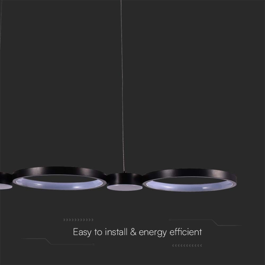 LED ljuskrona med textilsladd LED/38W/230V 4000K svart