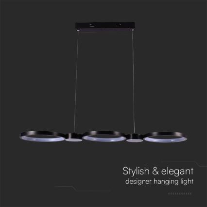 LED ljuskrona med textilsladd LED/38W/230V 4000K svart