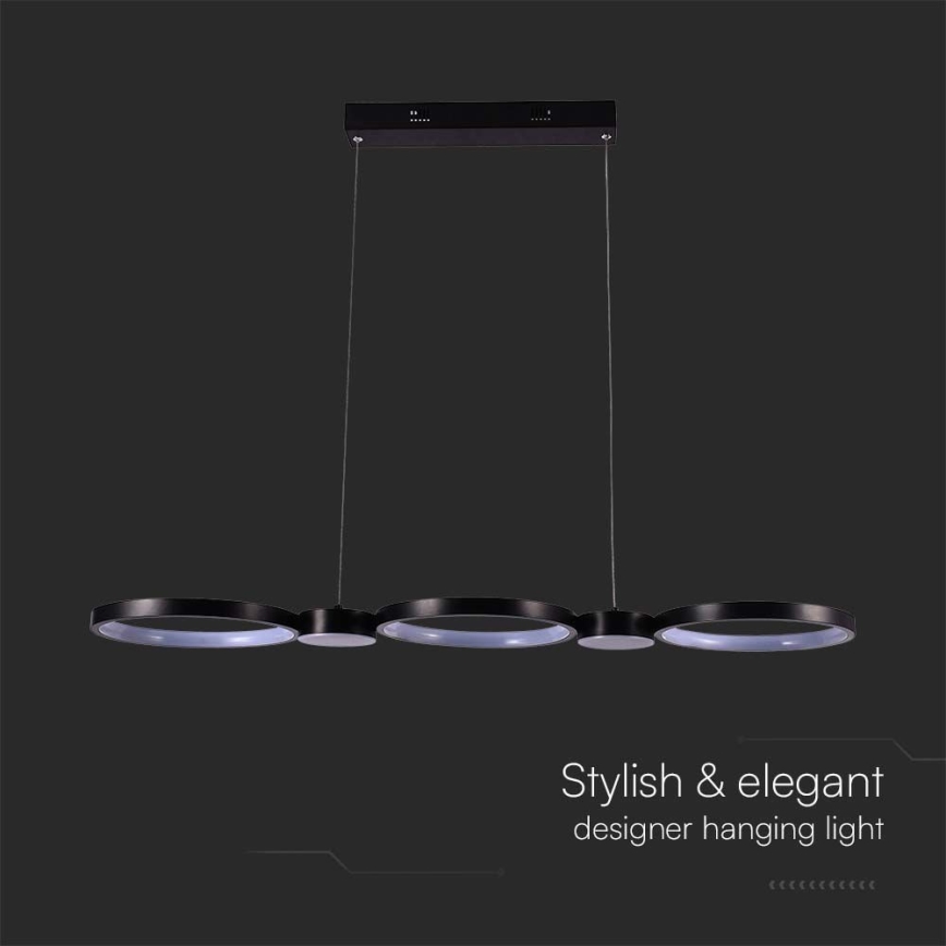 LED ljuskrona med textilsladd LED/38W/230V 4000K svart