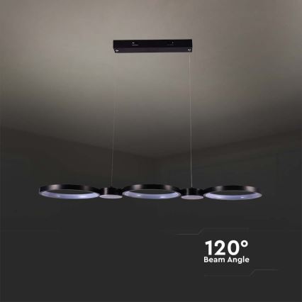 LED ljuskrona med textilsladd LED/38W/230V 4000K svart