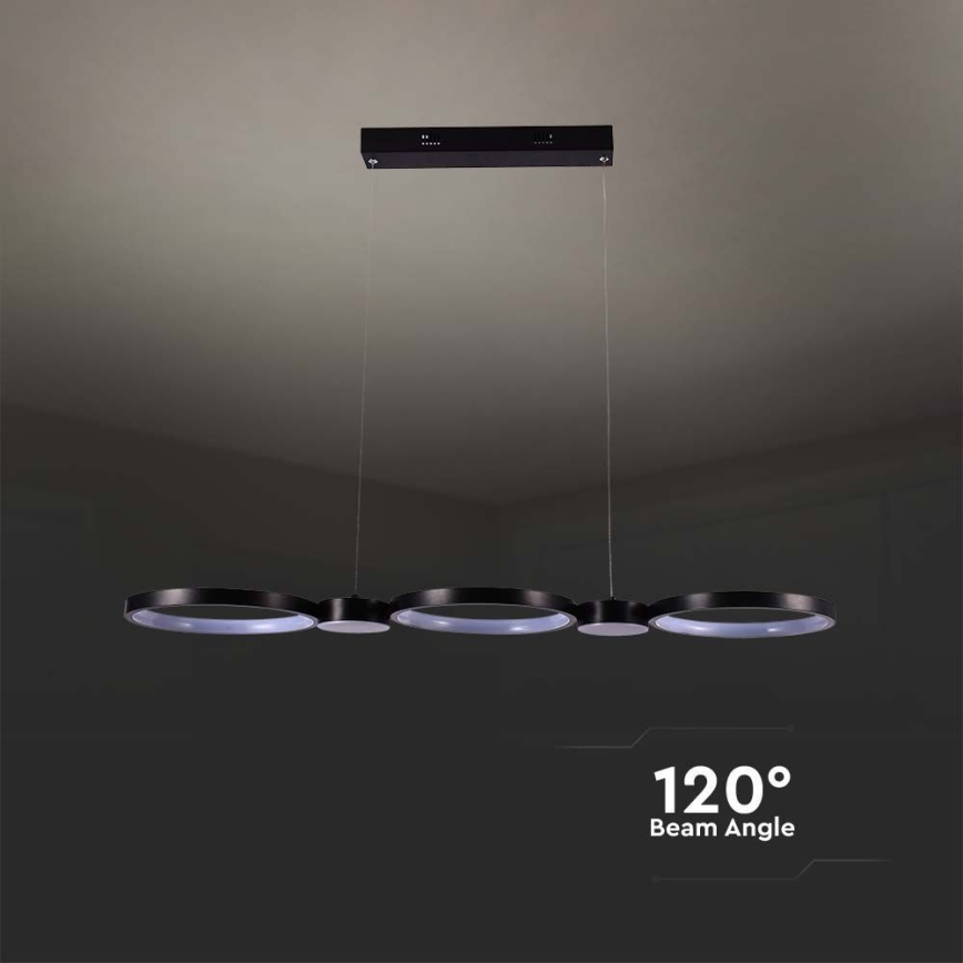 LED ljuskrona med textilsladd LED/38W/230V 4000K svart