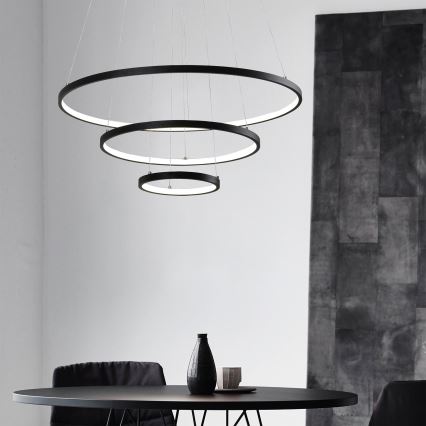 LED ljuskrona med textilsladd LED/42W/230V 3000K svart