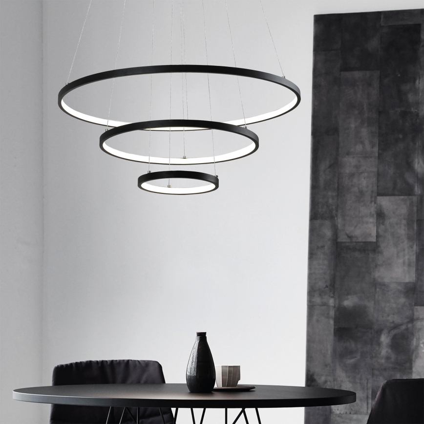 LED ljuskrona med textilsladd LED/42W/230V 3000K svart