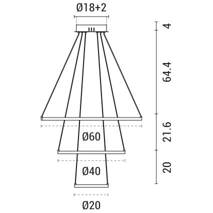 LED ljuskrona med textilsladd LED/42W/230V 3000K vit