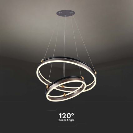 LED ljuskrona med textilsladd LED/50W/230V 3000K diameter 62 cm brun