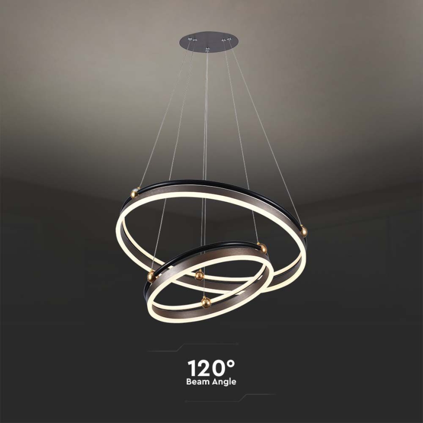 LED ljuskrona med textilsladd LED/50W/230V 3000K diameter 62 cm brun