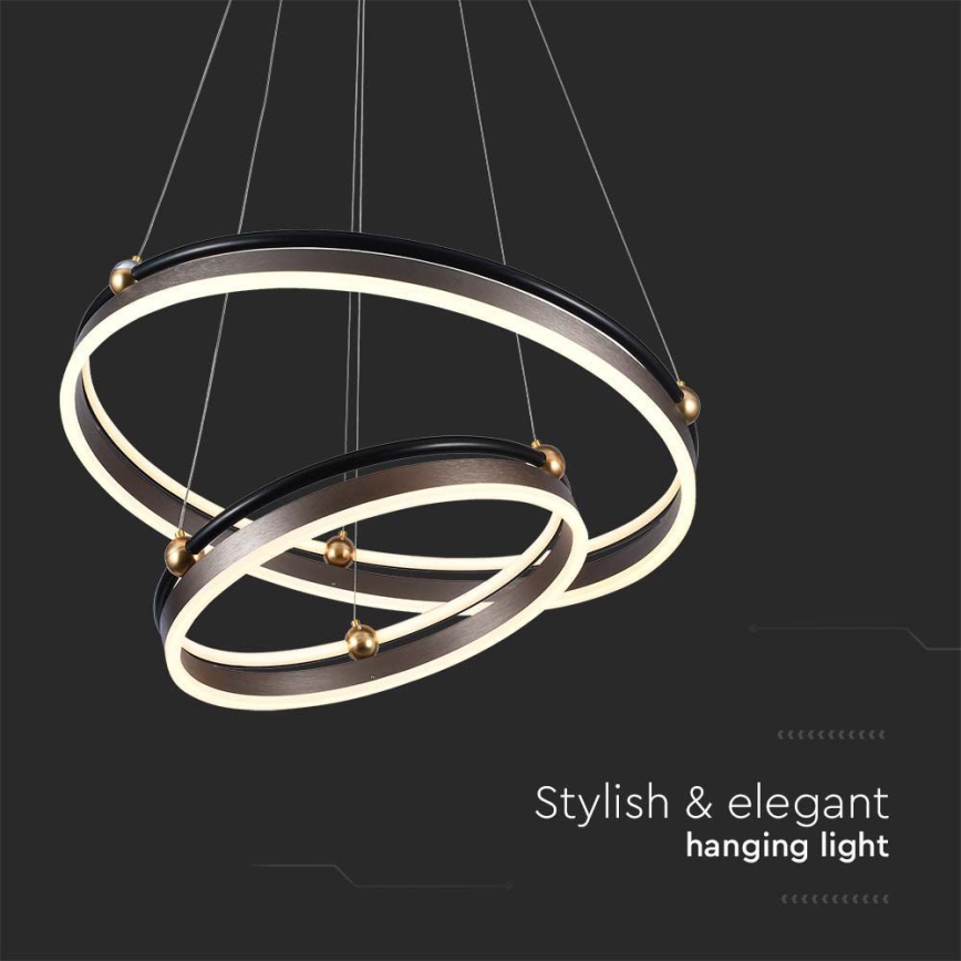 LED ljuskrona med textilsladd LED/50W/230V 3000K diameter 62 cm brun