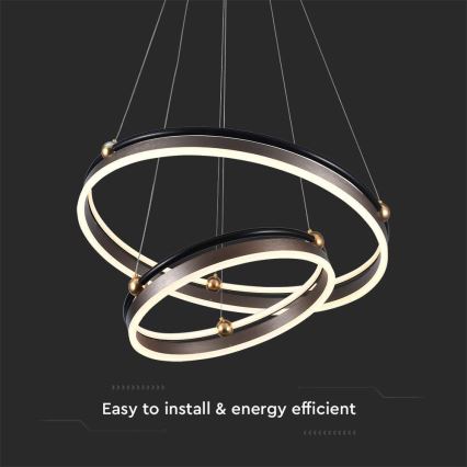 LED ljuskrona med textilsladd LED/50W/230V 3000K diameter 62 cm brun