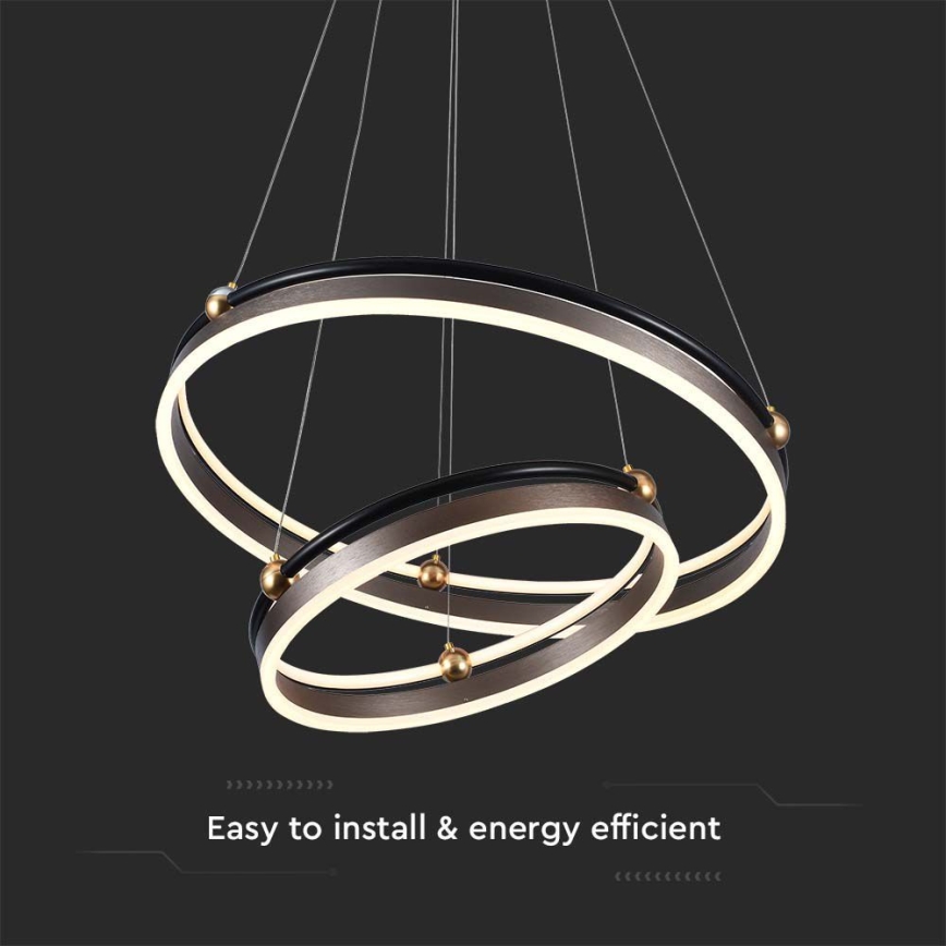 LED ljuskrona med textilsladd LED/50W/230V 3000K diameter 62 cm brun