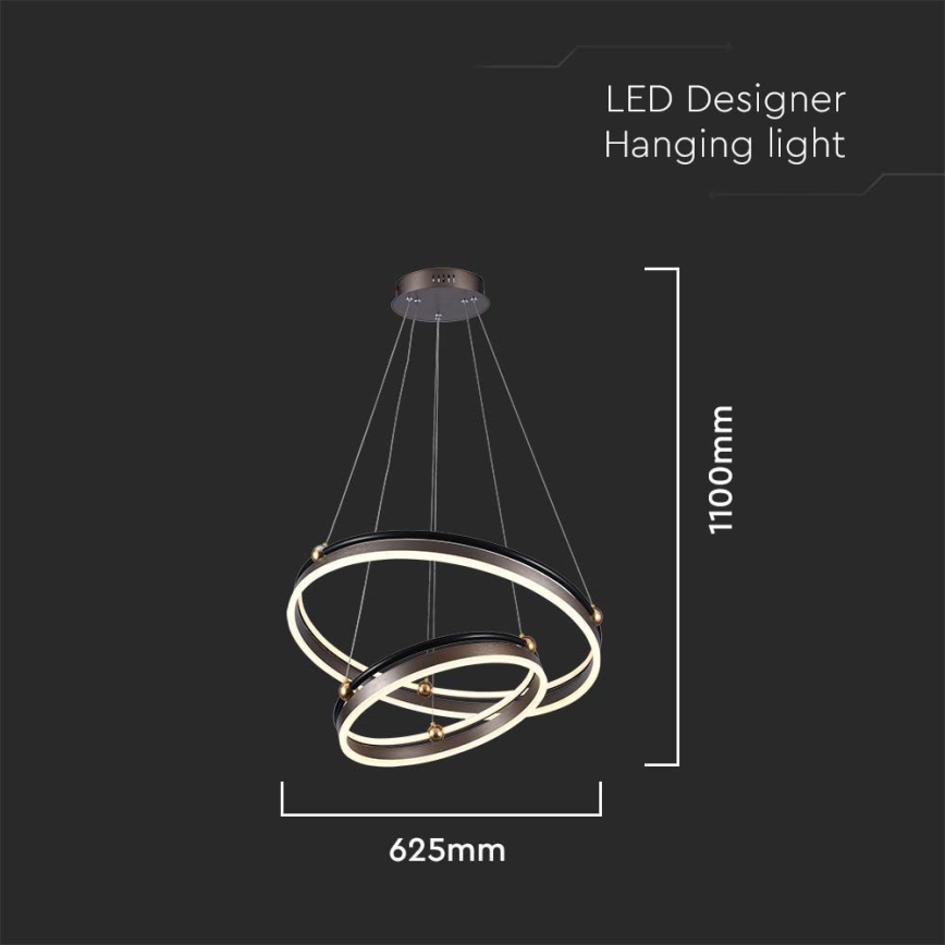 LED ljuskrona med textilsladd LED/50W/230V 3000K diameter 62 cm brun