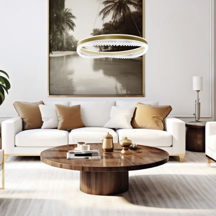 LED ljuskrona med textilsladd LED/52W/230V diameter 60 cm guld