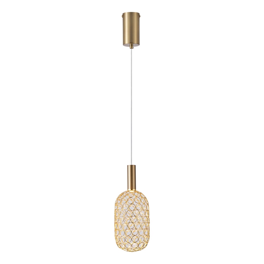 LED ljuskrona med textilsladd LED/6,3W/230V 3000K guld diameter 13 cm