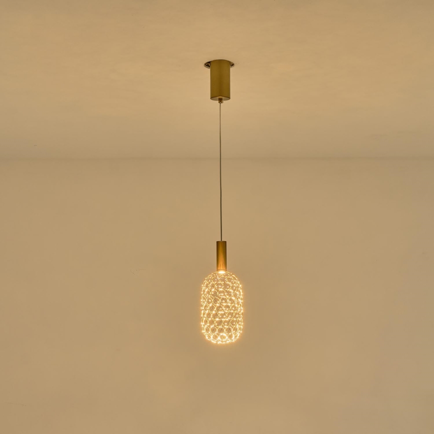 LED ljuskrona med textilsladd LED/6,3W/230V 3000K guld diameter 13 cm
