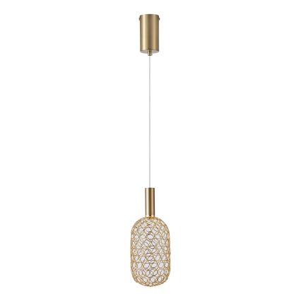 LED ljuskrona med textilsladd LED/6,3W/230V 3000K guld diameter 13 cm