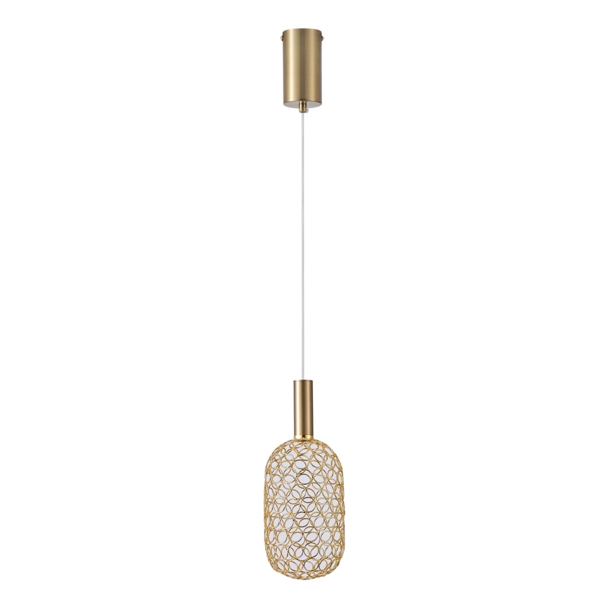LED ljuskrona med textilsladd LED/6,3W/230V 3000K guld diameter 13 cm