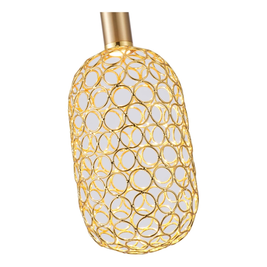 LED ljuskrona med textilsladd LED/6,3W/230V 3000K guld diameter 13 cm