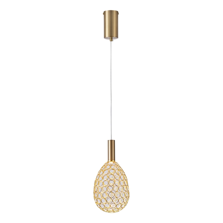 LED ljuskrona med textilsladd LED/6,3W/230V 3000K guld diameter 14 cm