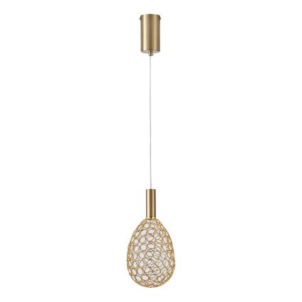 LED ljuskrona med textilsladd LED/6,3W/230V 3000K guld diameter 14 cm