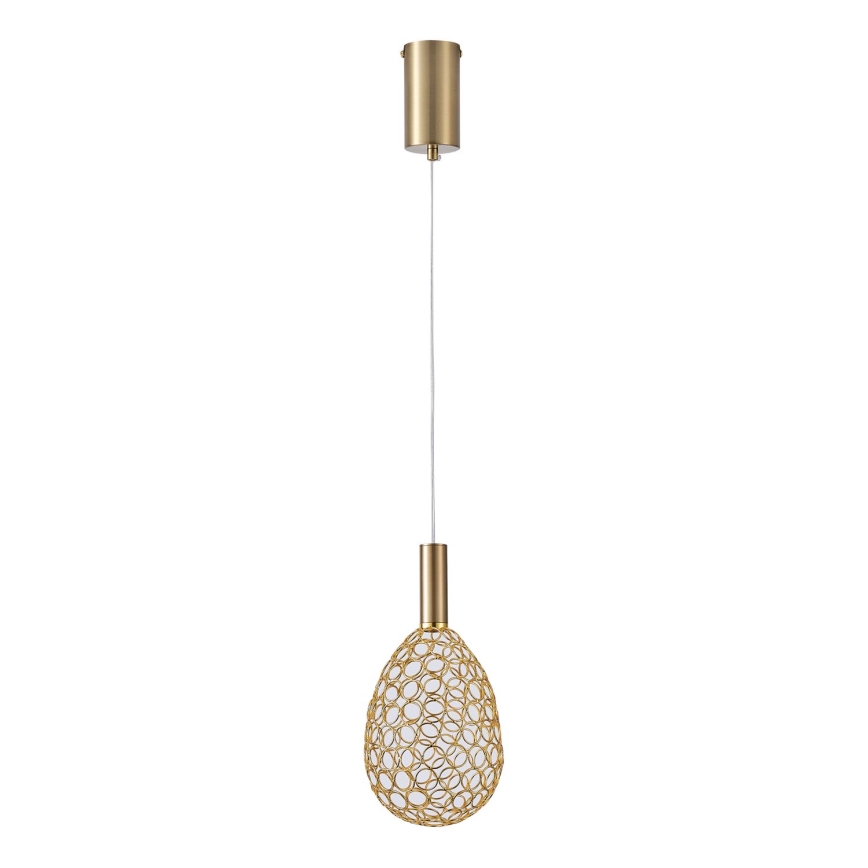 LED ljuskrona med textilsladd LED/6,3W/230V 3000K guld diameter 14 cm