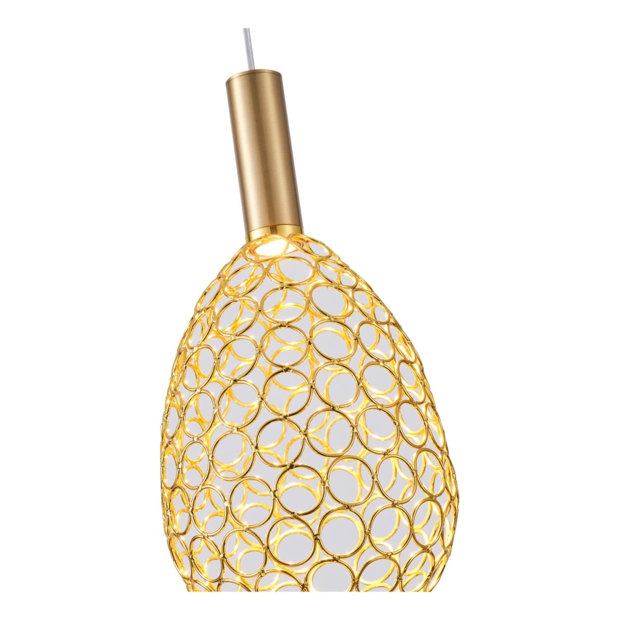 LED ljuskrona med textilsladd LED/6,3W/230V 3000K guld diameter 14 cm
