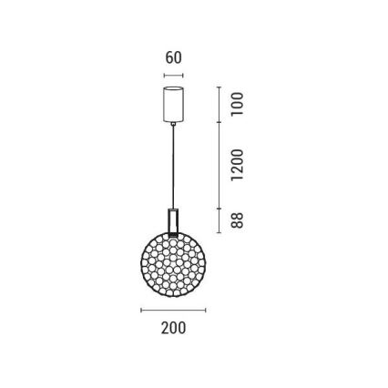 LED ljuskrona med textilsladd LED/6,3W/230V 3000K guld diameter 20 cm