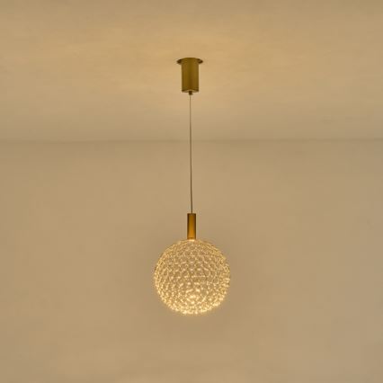 LED ljuskrona med textilsladd LED/6,3W/230V 3000K guld diameter 25 cm