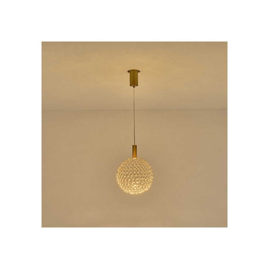LED ljuskrona med textilsladd LED/6,3W/230V 3000K guld diameter 25 cm