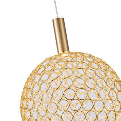 LED ljuskrona med textilsladd LED/6,3W/230V 3000K guld diameter 25 cm