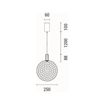 LED ljuskrona med textilsladd LED/6,3W/230V 3000K guld diameter 25 cm