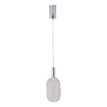 LED ljuskrona med textilsladd LED/6,3W/230V 3000K skinande krom diameter 13 cm