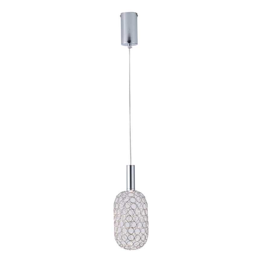 LED ljuskrona med textilsladd LED/6,3W/230V 3000K skinande krom diameter 13 cm
