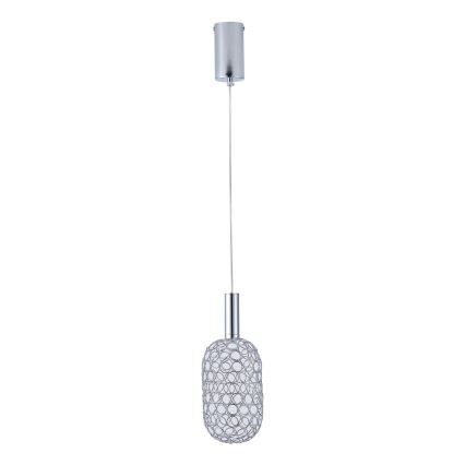 LED ljuskrona med textilsladd LED/6,3W/230V 3000K skinande krom diameter 13 cm