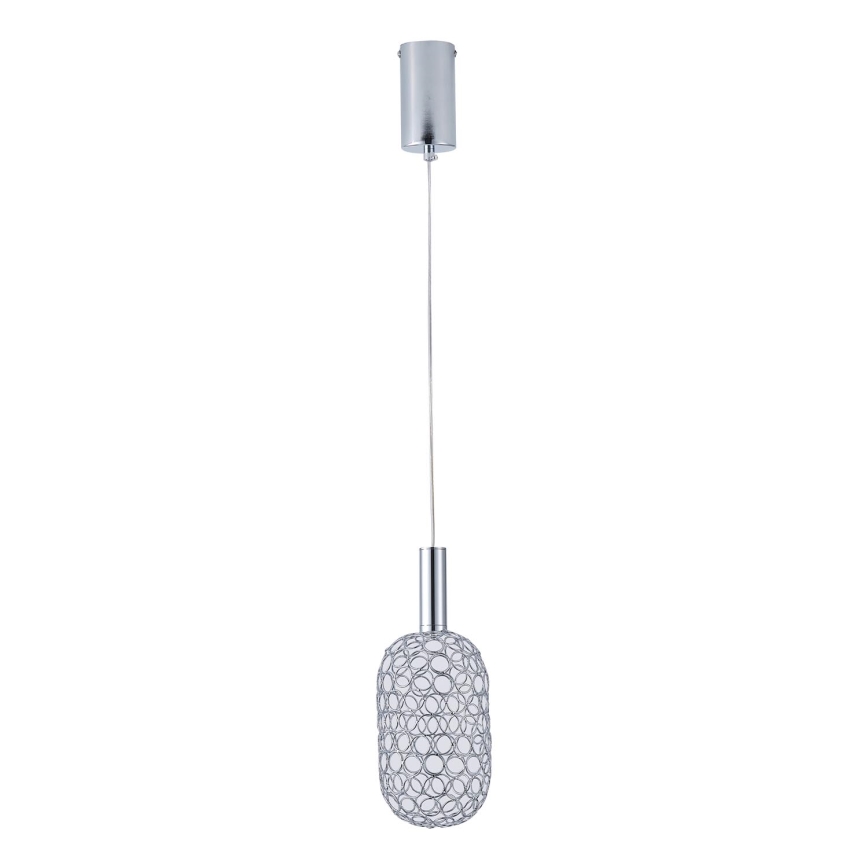 LED ljuskrona med textilsladd LED/6,3W/230V 3000K skinande krom diameter 13 cm