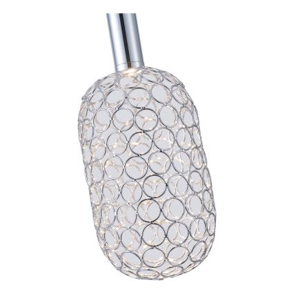 LED ljuskrona med textilsladd LED/6,3W/230V 3000K skinande krom diameter 13 cm