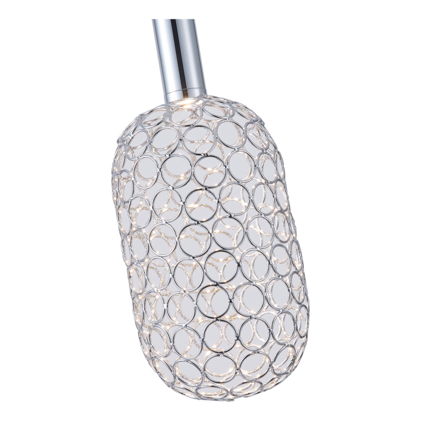 LED ljuskrona med textilsladd LED/6,3W/230V 3000K skinande krom diameter 13 cm
