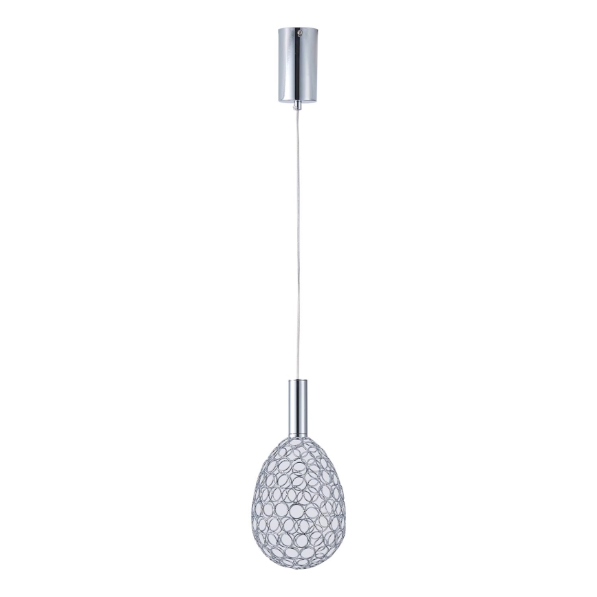LED ljuskrona med textilsladd LED/6,3W/230V 3000K skinande krom diameter 14 cm