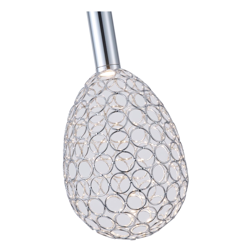 LED ljuskrona med textilsladd LED/6,3W/230V 3000K skinande krom diameter 14 cm