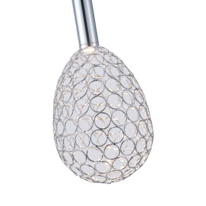 LED ljuskrona med textilsladd LED/6,3W/230V 3000K skinande krom diameter 14 cm