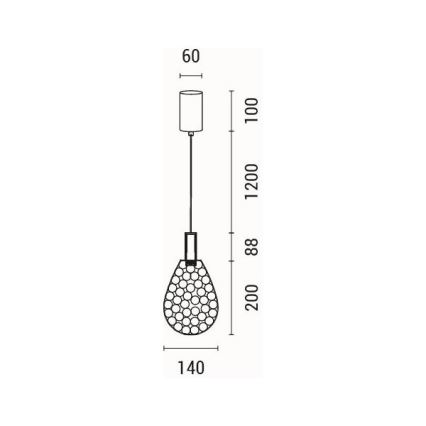 LED ljuskrona med textilsladd LED/6,3W/230V 3000K skinande krom diameter 14 cm