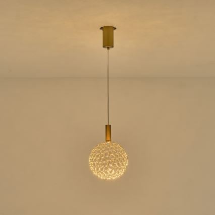 LED ljuskrona med textilsladd LED/6,3W/230V 3000K skinande krom diameter 20 cm